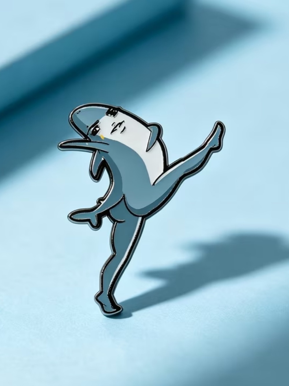 Shark Man Enamel Pin - Light Blue & White